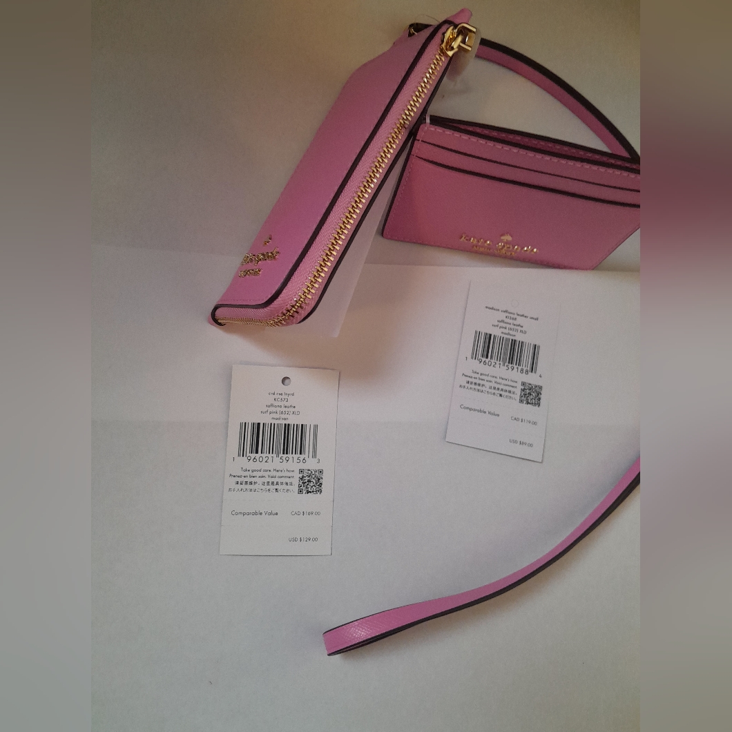 New Kate Spade Landyard Zipper Pouch/Id Slot/Card & Matching Madison Card Case